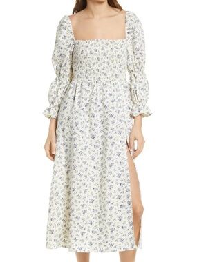 Reformation Hyland Smocked Puff Sleeve Dress